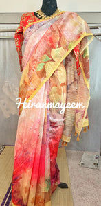 Semi Tussar Digital Print Saree(Vegan)